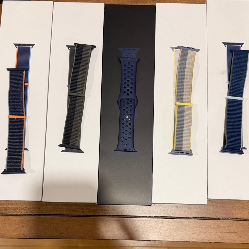 Apple Watch Bands in Blue, Black, and Gray